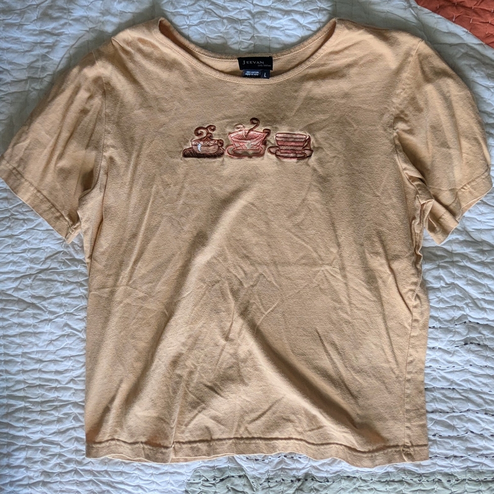 Tan Coffee Tee And Shacket Set